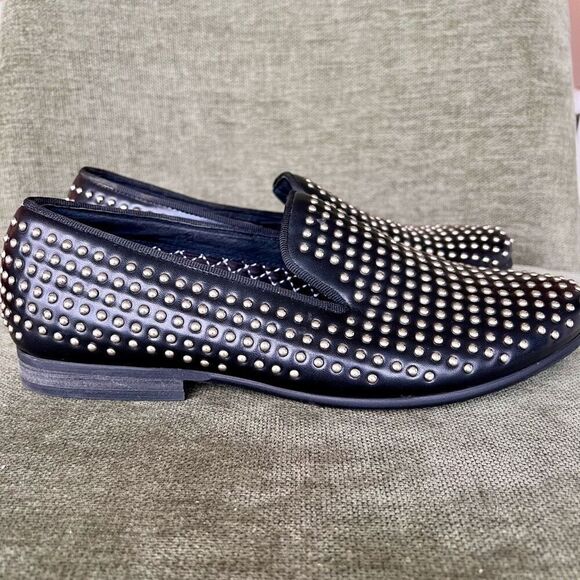 Steve‎ Madden Mens Black Metal Studs Rivets Studded Capitil Loafer Shoes Size 8 main image 4